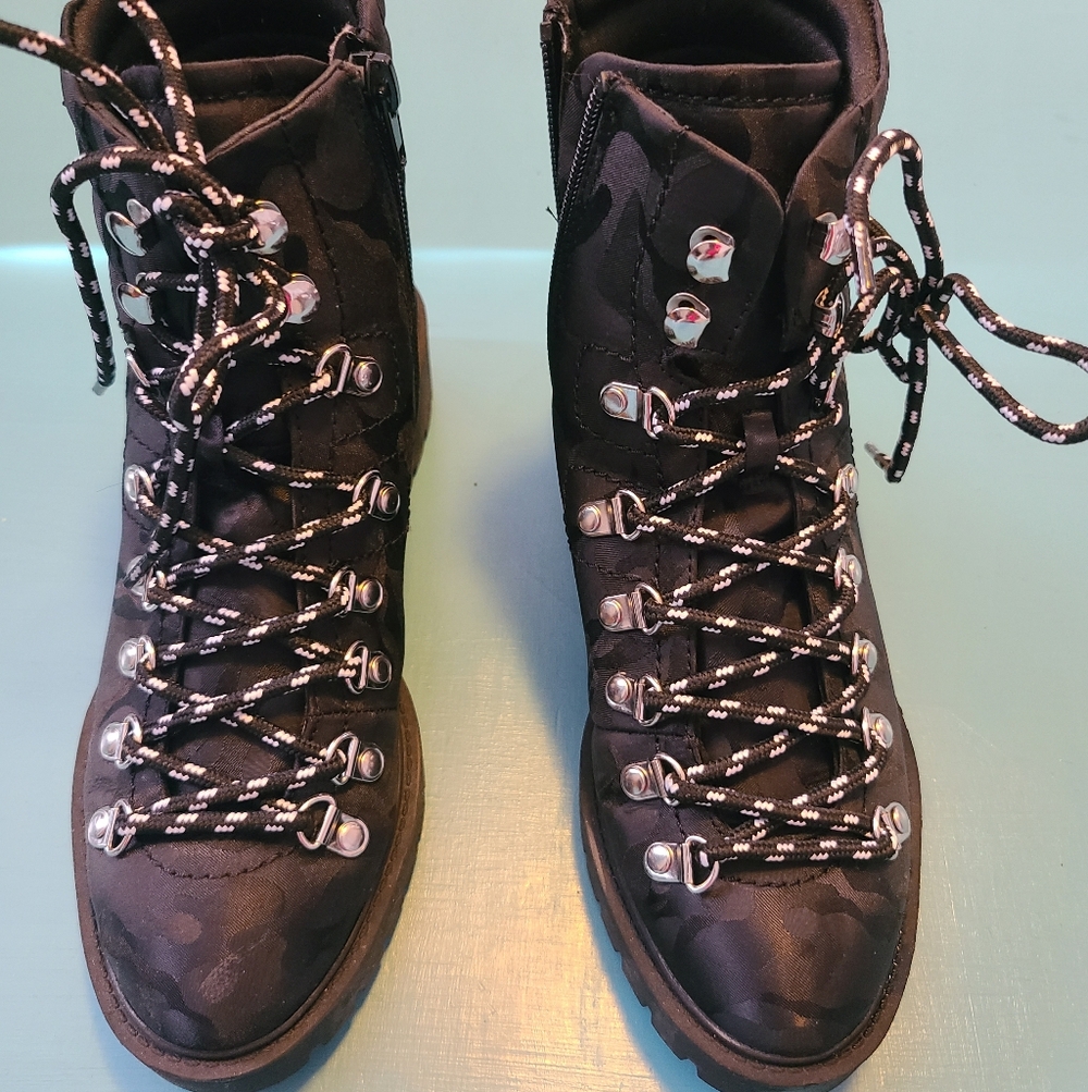 Steve Madden Black Camouflage Combat Boots